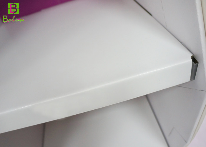 White Cardboard Display Fixtures , 3 Tier cardboard display shelves For Cosmetic