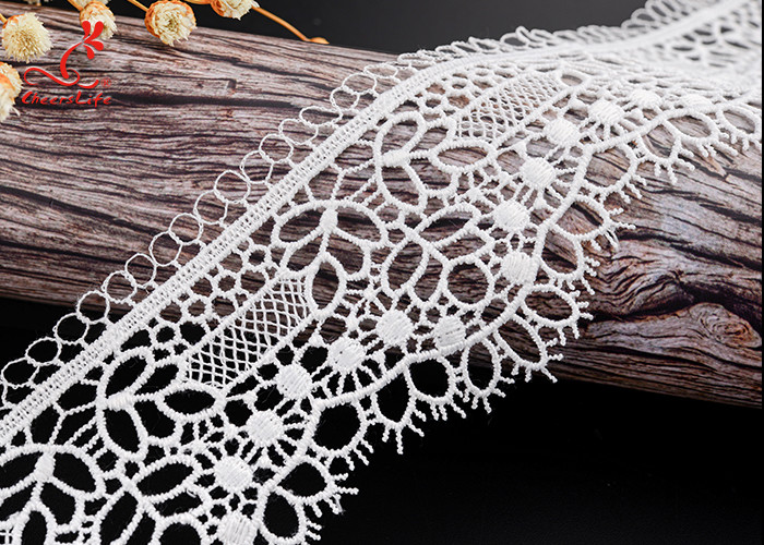 2 Inch Milk Yarn Water Soluble Lace Trim Scallop Side Chemical Embroidery White Ribbon Border