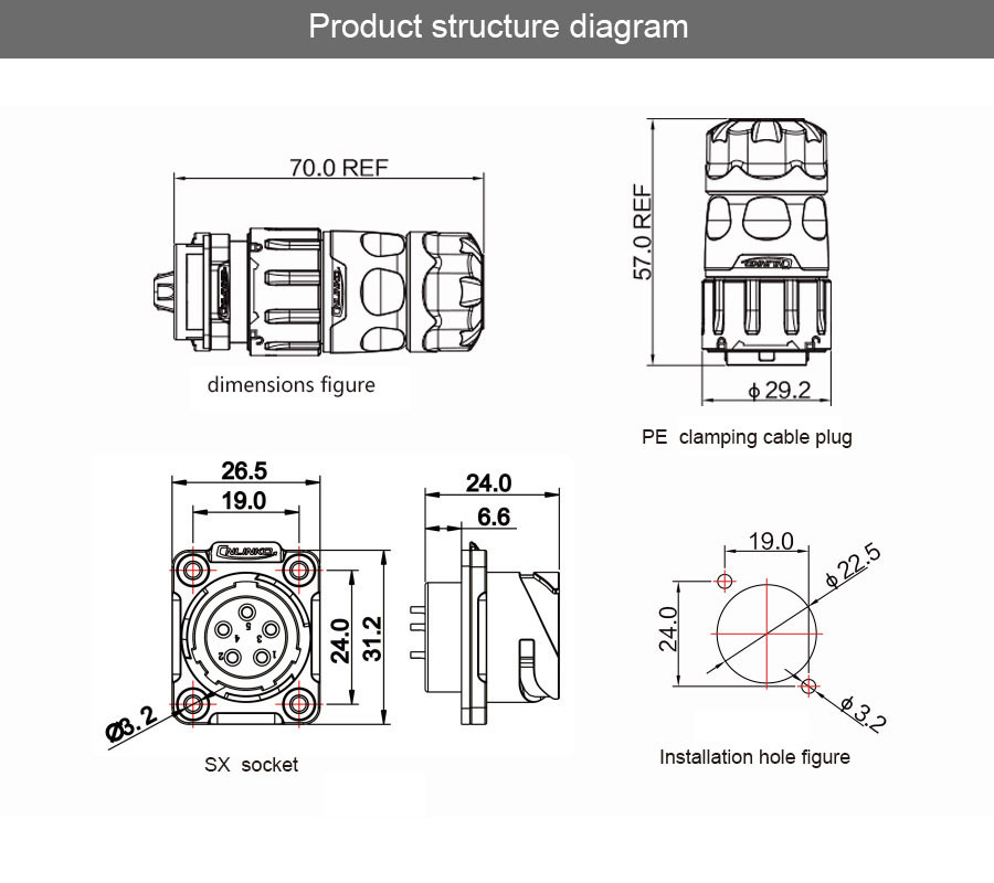 Light Weight M20 2/3/4/5/7/9/12Pins Soldering Cable Male Female Pin Connector
