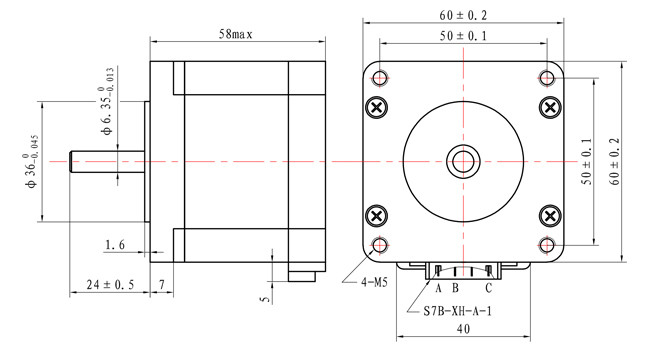 60x60x58mm NEMA 24 Closed Loop Stepper Motor 1.5A Black Casun Stepper Motor