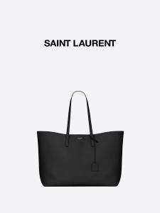 China 1.4lb Textured Leather Branded Ladies Handbag Black YSL Calfskin Bag East West wholesale