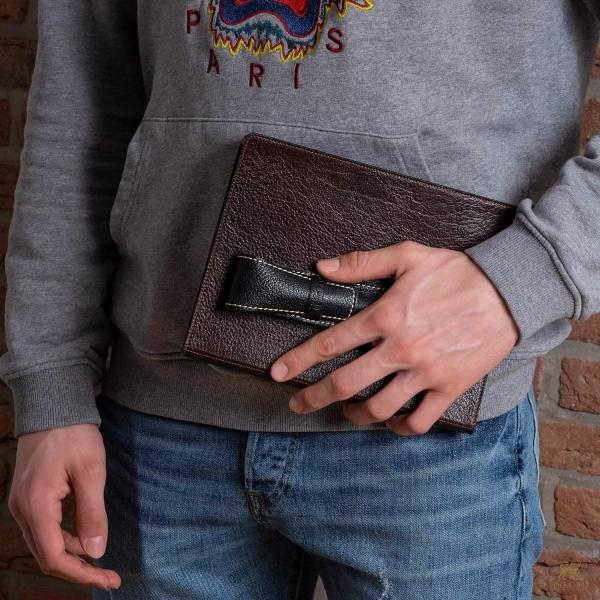 Single Pen Case Holder Sleeve Thick Buffalo Full Grain Leather (Buffalo Light Tan)