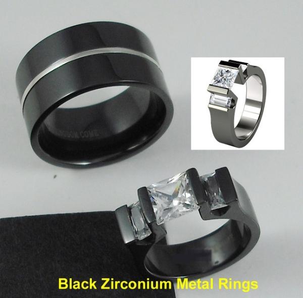 Tagor Jewelry Made Customize Shiny Brushed Wedding Engagement Black Zirconium