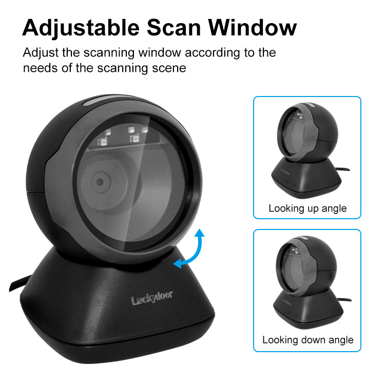 Table Top Omnidirectional Barcode Scanner USB Wired 1D 2D Hands Free QR Code Scanner