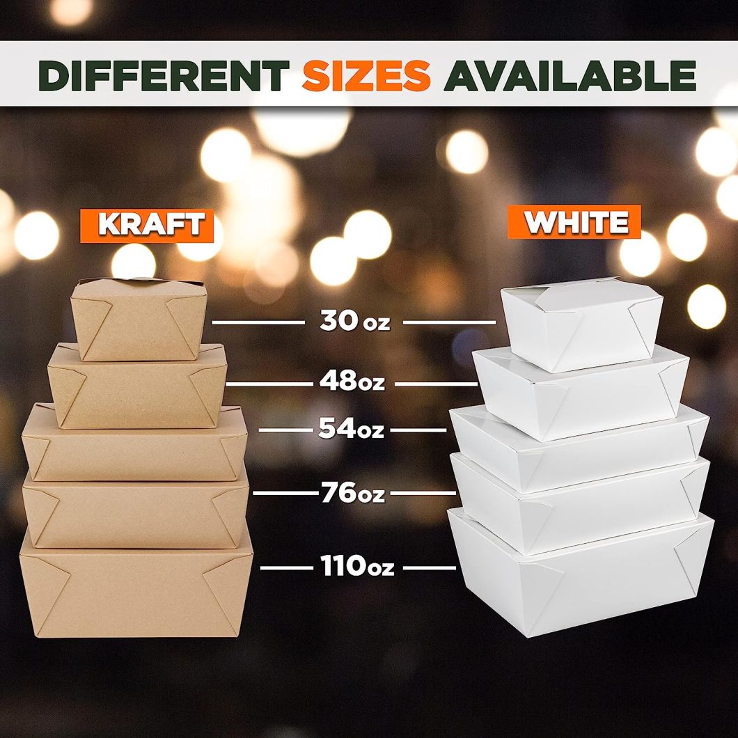 Microwavable Folded Lunch Meal Food Box Kraft Paper Take Out Cont