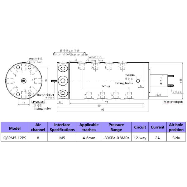 Gas Electric Combination Aluminum Slip Ring 8 Channel M5 Interface