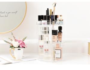 China 360 rotating makeup organizer DIY adjustable holder rack cosmetic display shelf wholesale