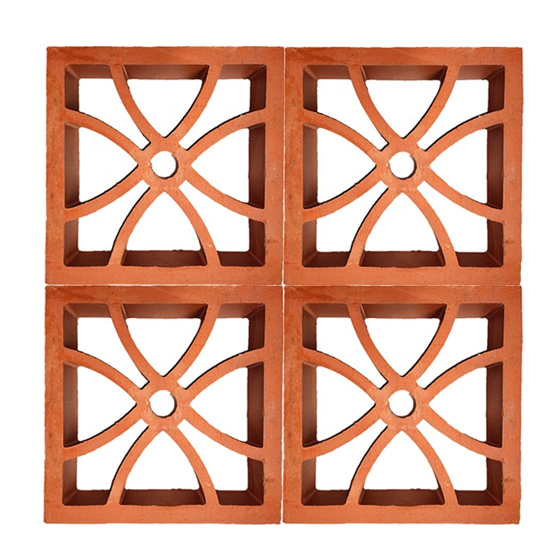 Terracotta Wall Breeze Blocks Heat Insulation 800 Centigrade Red Brick School Building Decoration Material