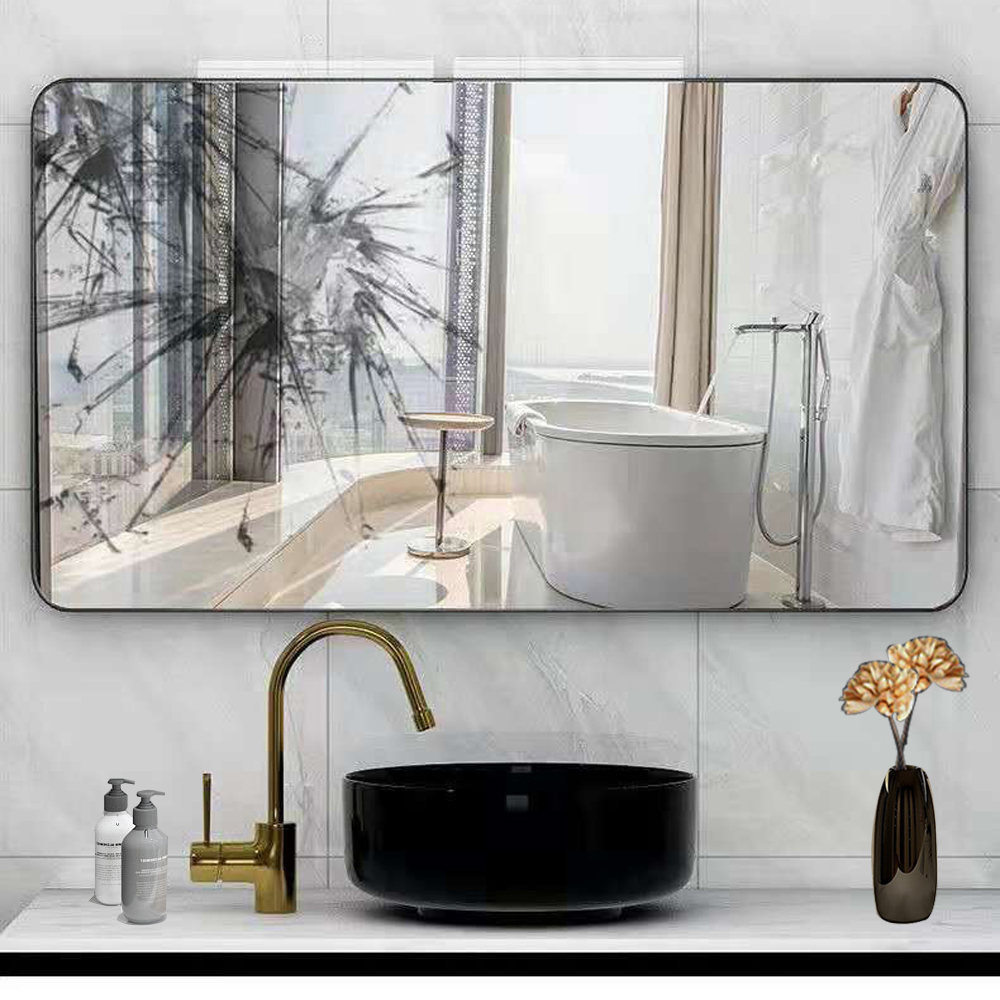 Large Aluminum Art Gold Frame Mirror for Bathroom Decoration Wall Hanging Mirror