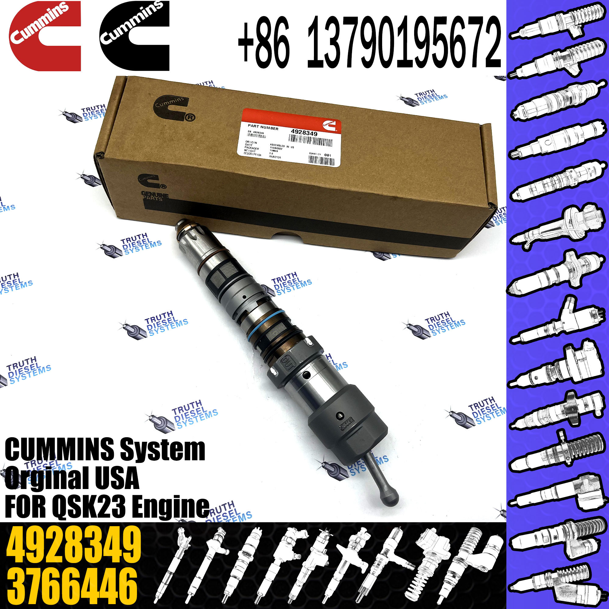 Diesel Engine fuel injector 4326784 4928349 4010160 4087891 4010158 for for Cummins QSK23