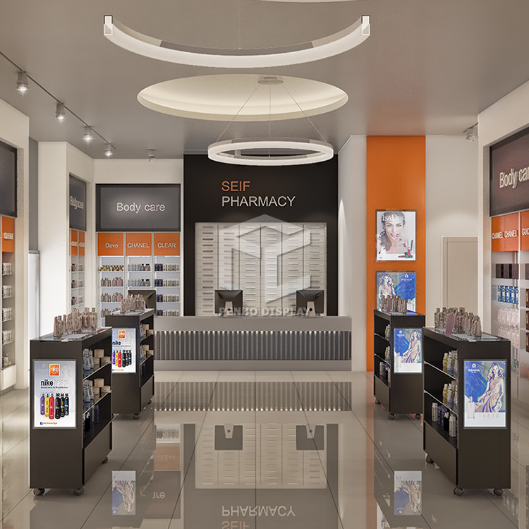 EPE Foam Packaging Skincare Display Shelves For Retail Store 10mm Tempered Glass