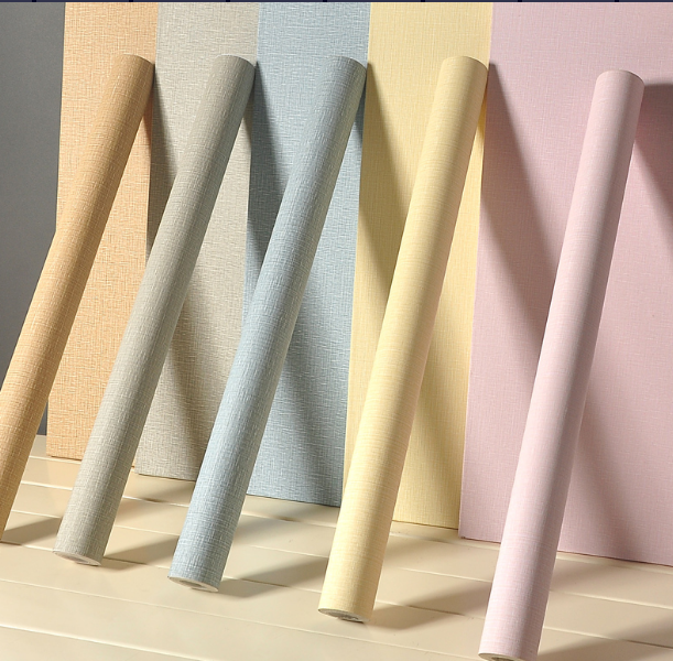 Vinyl Wallpapers 3D Texture Korean Design Mildew Proof Solid Color PVC Adhesive Wallpaper Wall Sticker Furniture Sticker