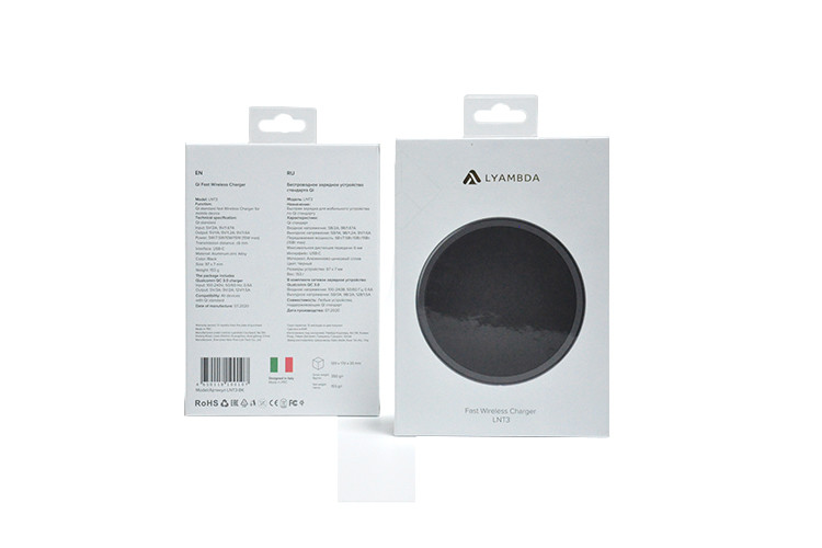White Black Mobile Accessories Packaging Wireless Charging Box 4c Offset Printing