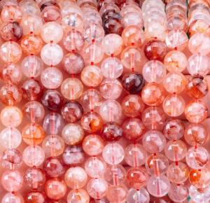 China Healing Energy Red Fire Quartz Round Semi Precious Gemstone Beads wholesale