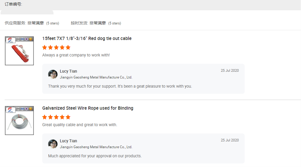 Resistance Plastic Covered Steel Cable PVC Coated Galvanized Steel Wire Rope