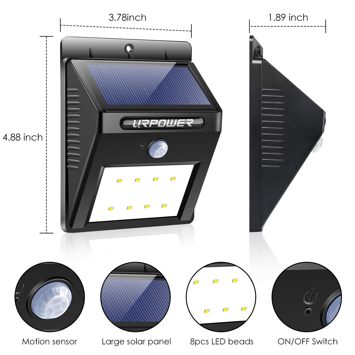 6000K 20 Leds PIR Outdoor Wireless Solar Wall Light For Pathway