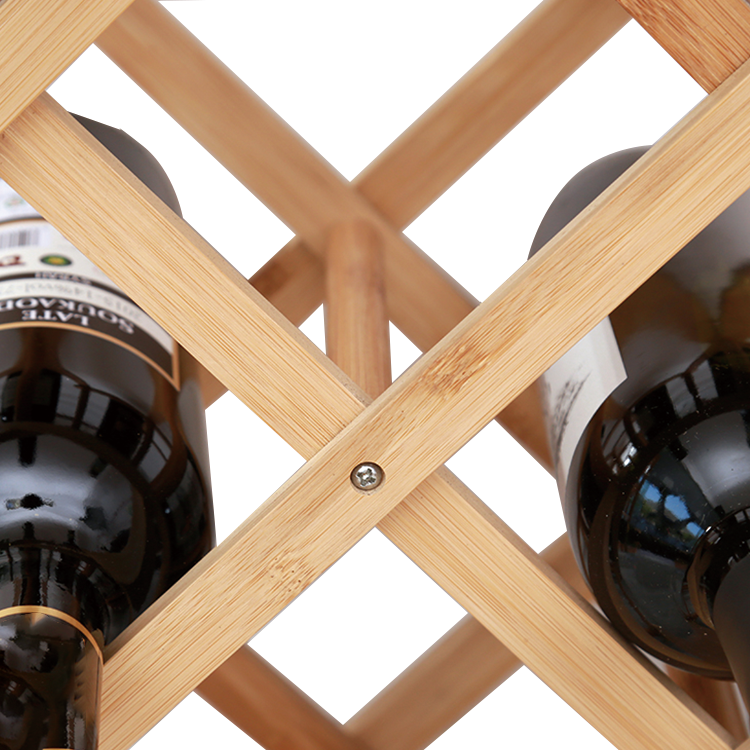 Sustainable Bamboo Foldable Wood Countertop Wine Bottle Storage Rack for 3 6-Bottles