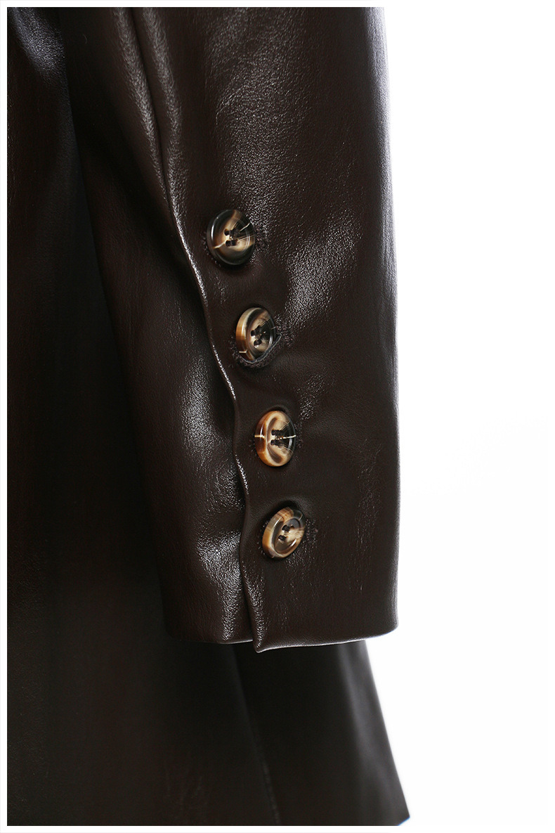 Breathable Women Fashion Drawstring Oversized Midi Winter Pockets Long Leather Jacket Coat PU Jackets