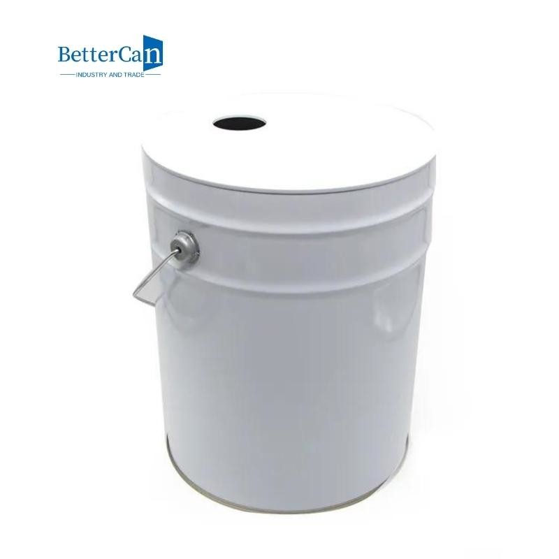 Gold Empty 5 Gallon Buckets , Round 20L Tin Bucket Pail