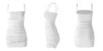 Spaghetti Straps Club Stretch 66cm Sleeveless Pleated Bodycon Dress