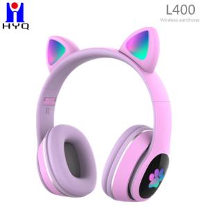 China Dynamic Circle Cute Cat Ear Headphones 100dB Wireless Gaming Headset wholesale