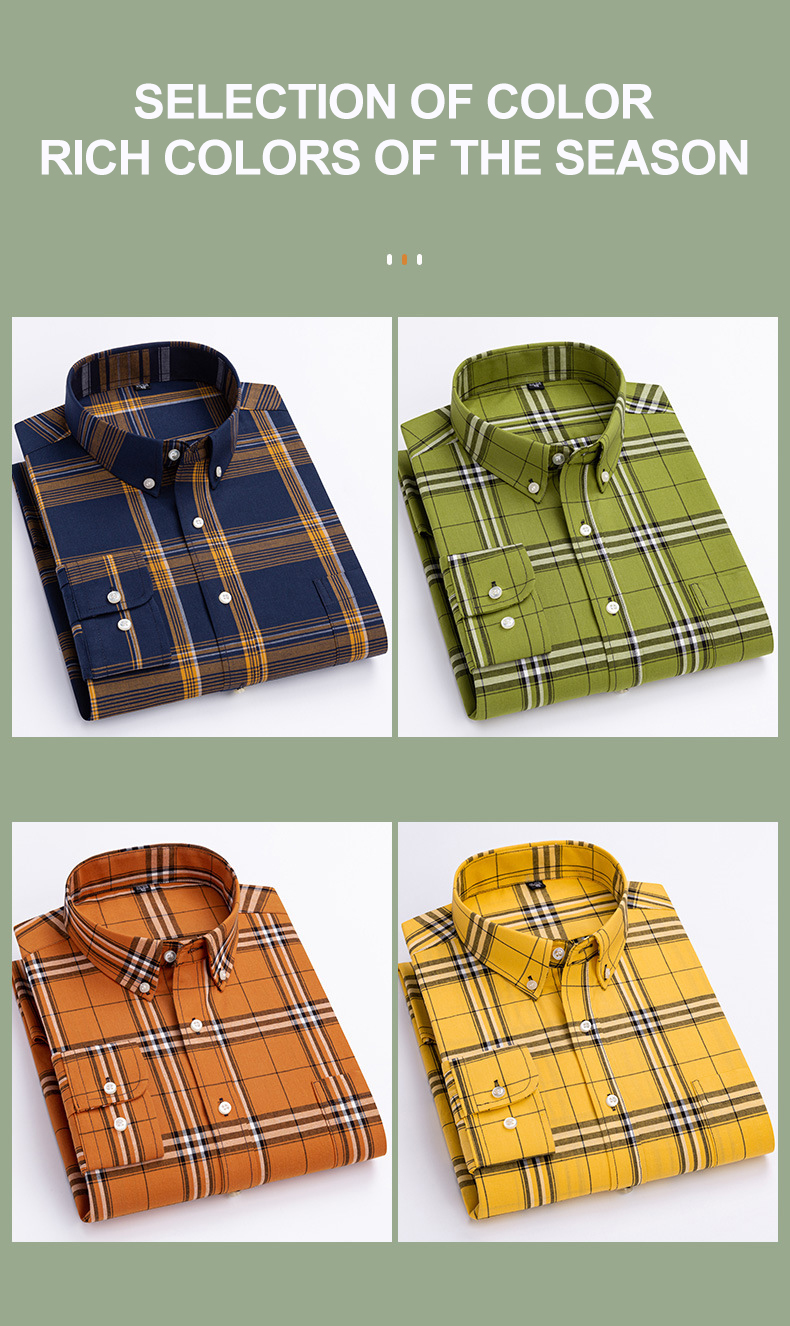 Men's 100% Cotton Plaid Button Collar Shirts Versatile Cardigan Tops for Any Occasion
