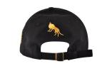 5 Panel Black Cotton Baseball Cap Twill Sandwich Embroidery Gold Logo Anti -