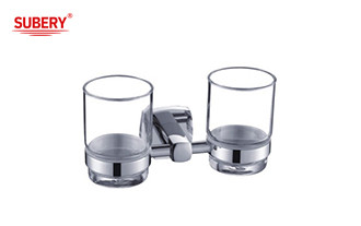 Brass double tumbler holder glass bathroom high quality chrome color OEM brass