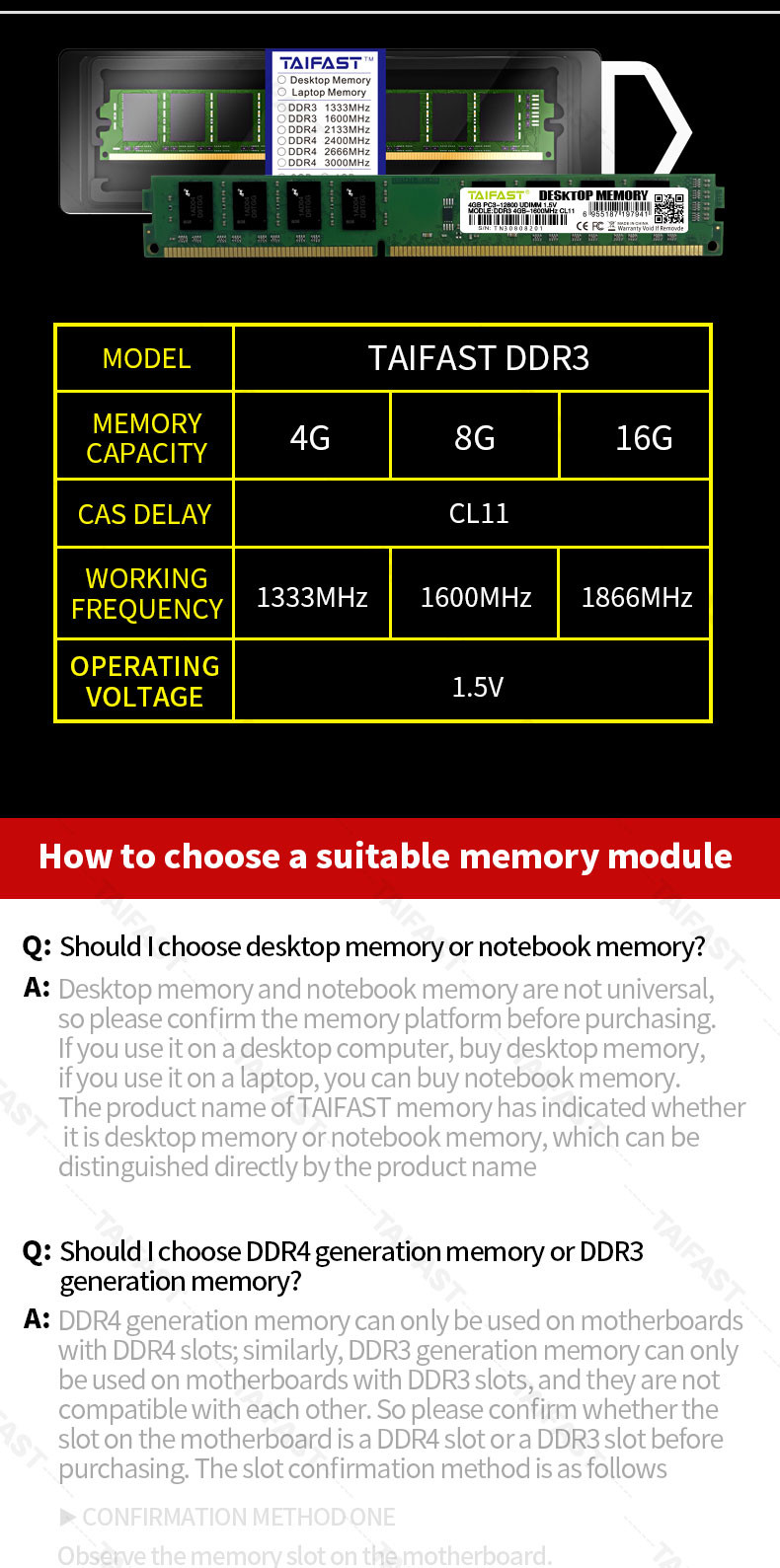 DDR3 Desktop Ram PC3 12800 Memory Ram 1600MHZ PC Micron Samsung Chip