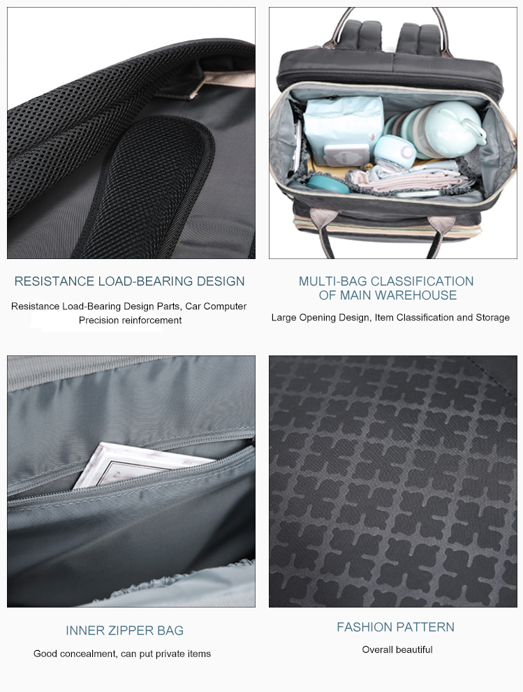 Fashion Mother Bag Portable Light Folding Design Crib Mother Multifunctional Diaper Backpack