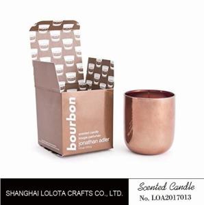 China Scented soy wax candle in rose gold metal jar with rose gold folding box wholesale