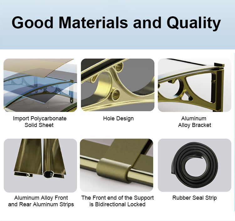Waterproof Polycarbonate Canopy Awning Anti UV Polycarbonate Sheet Awning