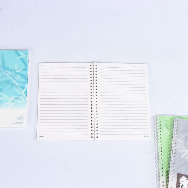 A4 A5 A6 Clear PP Cover Spiral Notebook Chinese Landscape Style Bamboo Artwork Soft Coil Binding