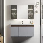 Hotel Floating Wall Mounted Solid Oak Wood Bathroom Vanity With Mirror Wash