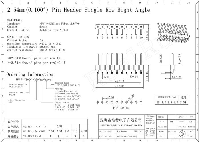 5 Pin Header Connector 2.54mm Single Row Black Right Angle Pcb Header
