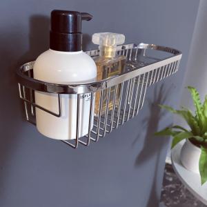 China Wall Mounted Stainless Steel Basket Holder Plastic Storage Organizer Rack For Bathroom Accessories wholesale