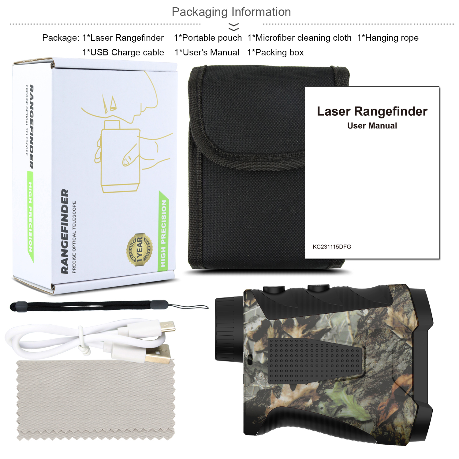 G600m Multifunctional Rangefinder High Precision Golf Rangefinder Speed Height Measuring Modes