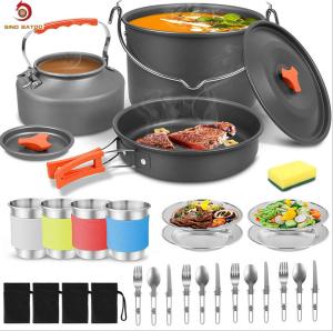 China Large Size Outdoor Cookware Set , 4 People Aluminium Camping Cook Set wholesale