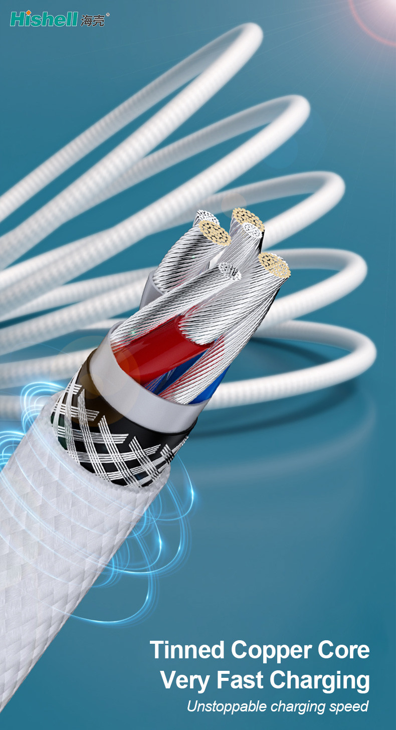 Braided Mobile Phone Data Transfer Cable , Antiwear Data Cable Type C Fast Charging