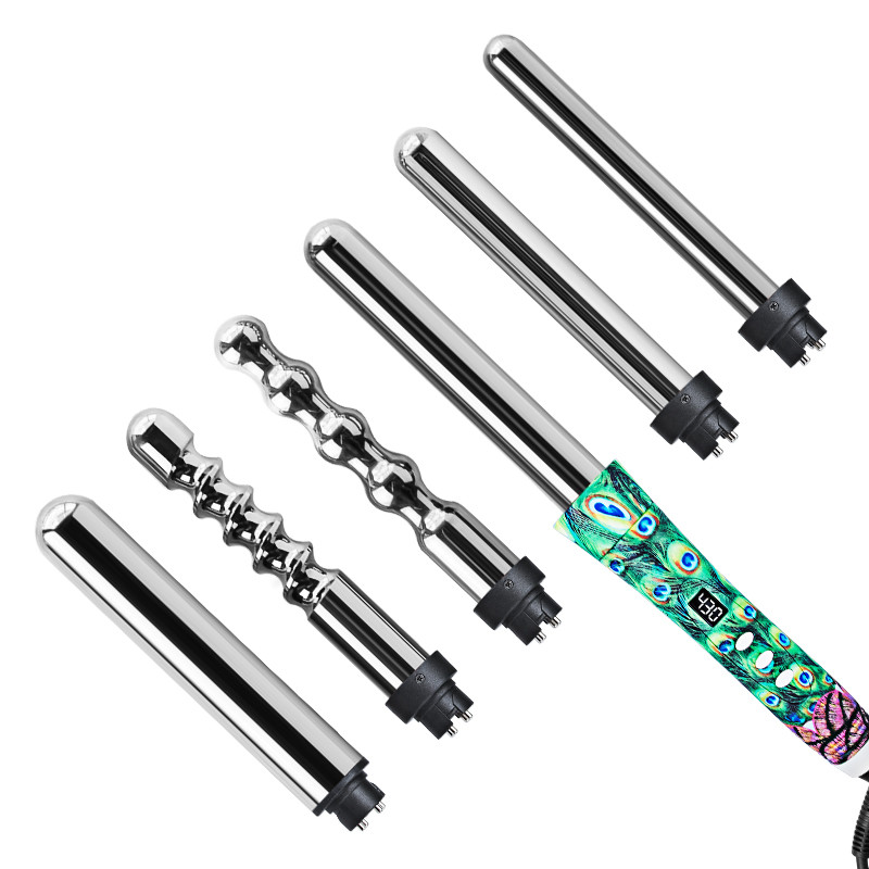 110-240V Interchangeable Curling Iron Set , CB 6 in 1 professional curling wand