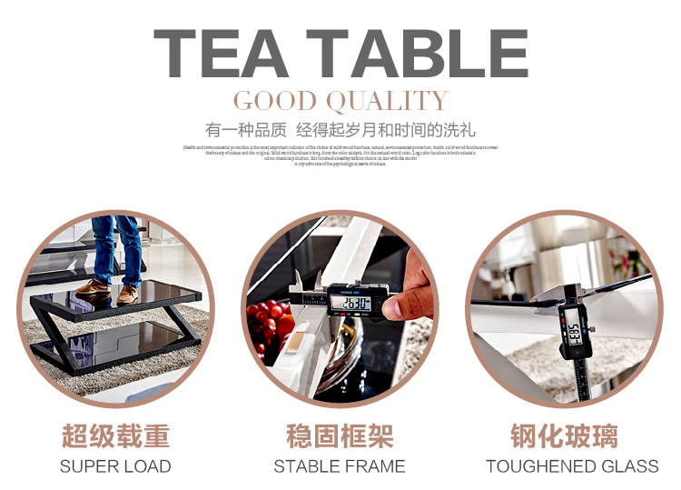 Black Glass Coffee Table Excellent Load - Bearing Capacity For Hotel