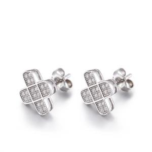 China 2.3g Sterling Silver Handmade Earrings Girls 12mm Cubic Zirconia Stud Earrings wholesale