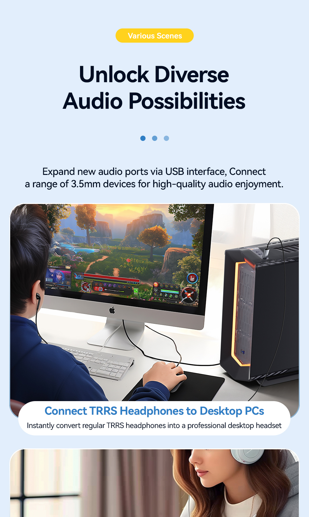 ESSAGER ES-OTG21 Series USB A To Aux Jack Audio Micro Adapter USB To 3.5mm Adapter