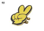 Cute Hand Decorative Lapel Pins , Yellow Victory Lapel Pin Fake Gold Plating