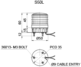 LED Steady/Flashing Signal Light Ø50mm Qlight warming light