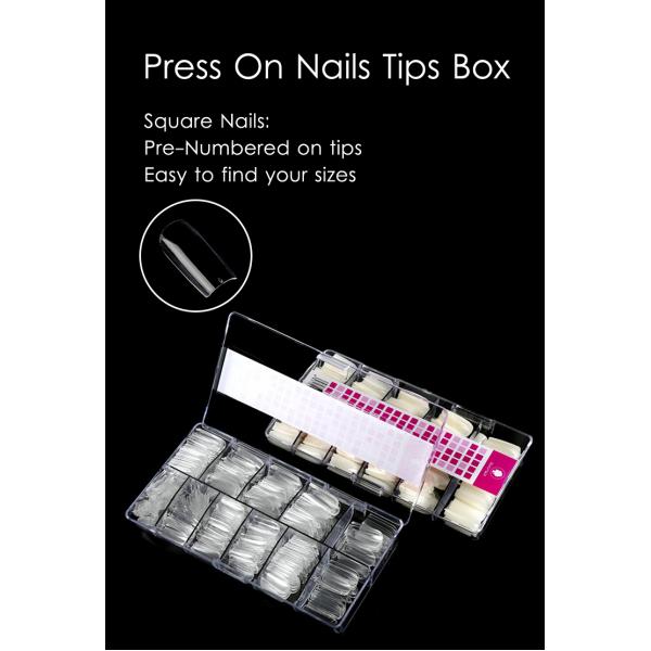 MSDS Certified Gel Nail Tips Almond Medium Shape 500Pcs Pre Shaped Full Cover Soft Gel Clear Nail Tips Extensions French Style