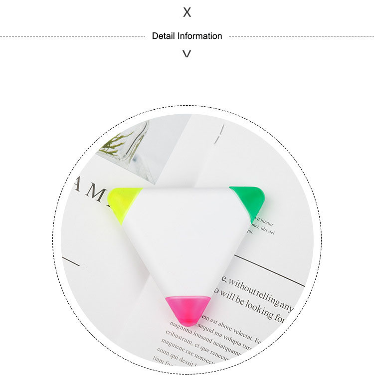 Kids Cute Triangle Highlighter Pen 3 Color In 1 Brush Tip Fluorescent Marker Pen