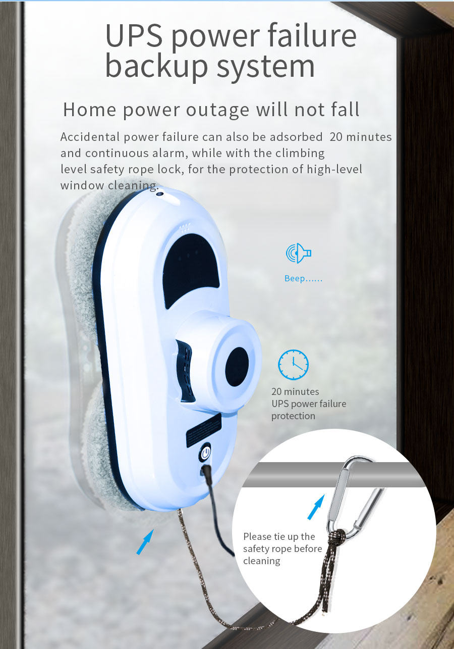 Household Huidi Automatic Window Vacuum Cleaning Robot with 2800Pa Suction US Plug