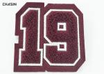 Number And Alphabet Chenille Embroidery Patches / Embroidered Iron On Appliques