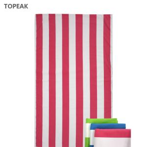 China Yoga Travel Microfiber Suede Towel Light Pink Striped Beach Towel 256g wholesale